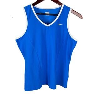 Nike Fit Dry V-neck Workout Tank Top In Blue Women's Size Large